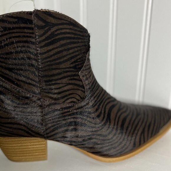 Dingo Hairy Up Genuine Calf Hair Western Boot Brown Zebra size 8 - Picture 2 of 8